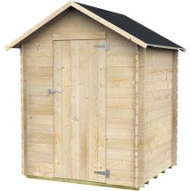 Alce - Caseta de Jardín Bh16 Marcella 146x130 de Madera de abeto natural 16 mm con puerta simple, techo y suelo OSB3, montaje fácil, tratamiento