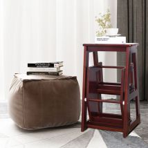 Marchepied 3 Marches Escabeau Pliant 3 Marches Siège Capacité 130-150kg en Bois de Sapin 57x38x65cm Couleur Brun CW9376 Maison Chic