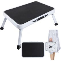 Marchepied pliable à 1 marche, avec tapis antidérapant, sécurité pliable avec bouton de déverrouillage, charge maximale : 150 kg