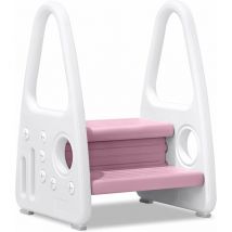 Marchepied pour enfant - 2 marches - En polyéthylène haute densité - Pour salle de bain, toilettes - Rose Naizy