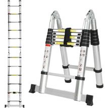 Marchepieds escamotables, échelle Télescopique, Escabeau Telescopique Pliable, Echelle Escamotable en Aluminium, Charge Max 150 kg (3,8M (1,9M +
