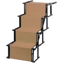 Escalier pour chien pliable pour grands et petits chiens - Rampe pour chien pour voiture 4 étapes - Marron