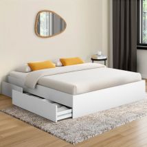 Marco de cama doble tomi de 4 cajones 140 x 190 cm blanco