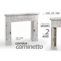Marco de chimenea de leña blanco antiguo shabby cm 120 x 23 x 100 h