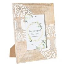 Marco de Fotos Dkd Home Decor Blanco Marrón Madera Cristal Madera de mango Árbol Indio 23 x 2 x 28 cm