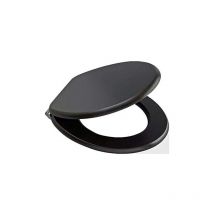 18' Standard Traditional White Wooden mdf Toilet Seat Universal Adjustable to Fit Most Toilets Oval Seat with Hinges & Parts (Black) - Marco Paul