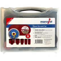 Fliesen Komplett Set 125 mm + 1x Fliesenschneider + 5x Fliesenbohrer + 10x Inox Trennscheibe + 1x Schnellwechselflansch ( 3999.101.354 ) + Koffer