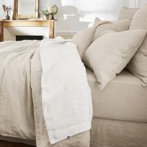 MARGAUX - Drap Plat 270x300cm Lin Lavé Coloris Craie