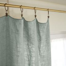 Margaux - Rideau Ajustable 140x270cm Lin Lavé Eucalyptus + 8 Anneaux Pince