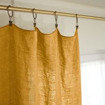 Margaux - Rideau Ajustable 140x270cm Lin Lavé Miel + 8 Anneaux Pince