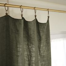 Margaux - Rideau Ajustable 140x270cm Lin Lavé Thym + 8 Anneaux Pince