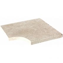 Margelle 3cm Travertin 1er Choix - Crème - Angle Rentrant 33x3cm Bord Droit - Vieilli - Vendu à l'unité