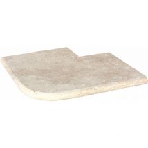 Margelle 3cm Travertin 1er Choix - Crème - Angle Sortant 33x3cm Bord Rond - Vieilli - Vendu à l'unité