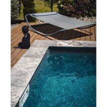 Stone By Stone - Margelle 3cm Travertin 1er Choix - Silver - 40,6x61x3cm Bord Rond - Vieilli - Vendu à l'unité