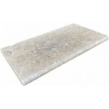 Margelle 3cm Travertin Rustique - Mix Beige - 33x61x3cm Bord Rond - Vieilli - Vendu à l'unité