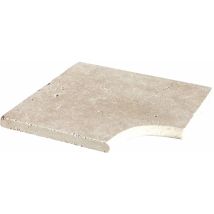 Margelle 5cm Travertin 1er Choix - Crème - Angle Rentrant 33x5cm Bord Rond - Vieilli - Vendu à l'unité