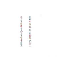 Margot Boucles d'Oreilles Bonbons Coloré Cristal Rose Coeur Arc-en-Ciel Cadeau Saint Valentin(bleu)