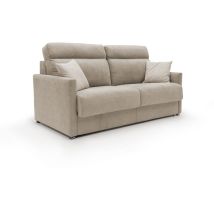 Divani.store - Margot Canapé lit convertible en tissu doux imperméable T02 156 cm (mat.120x197) beige
