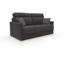 Divani.store - Margot Canapé lit convertible en tissu doux imperméable T02 176 cm (mat. 140x197) noir