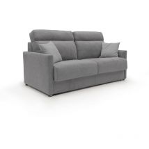 Margot Schlafsofa mit hoher weicher Rückenlehne aus Stoff T02 196 cm (mat. 160x197) grau