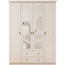 Chloe 4 Door 2 Drawer Mirrored White Wardrobe
