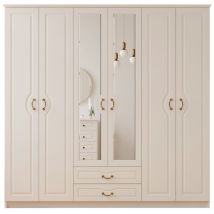 Anne 6 Door 2 Drawer Mirrored White Wardrobe