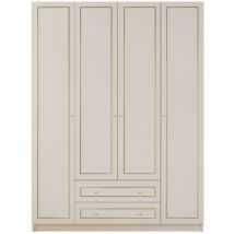 Evuhome - marie xl 4 Door 2 Drawer Gold White Wardrobe - White-Gold