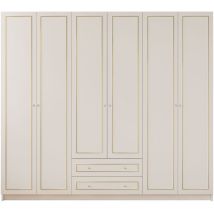 Marie xl 6 Door 2 Drawer Gold White Wardrobe