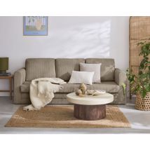 Bestmobilier - Marilia - 3-sizter sofa - schlaffunktion déplimousse - aus cordstoff - taupe