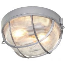 Elstead - Außenleuchte Deckenleuchte alu d 25,6 cm 2 Flammig Vordach Balkon Silber