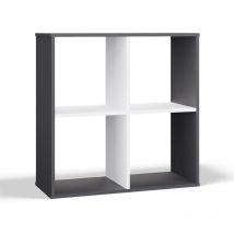Marion - Estantería funcional con compartimentos para dormitorio/despacho/salón - Dimensiones: 75 x 75 x 30 - Antracita y blanco