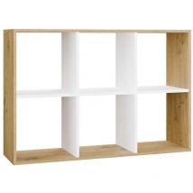 Topeshop - marion – Modulares Regal mit 6 Fächern – Bücherregal mit 6 Fächern – 110 x 30 x 75 cm – Artisan und Weiß