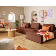Lisa Design - Marisol - canapé d'angle modulable 4 places - velours texturé - terracotta
