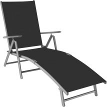 Tectake - Sun Lounger Marisol - foldable, 7-step backrest, aluminium frame - garden lounger, garden recliner, reclining sun lounger - dark grey