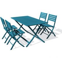 Marius - 4-Sitzer-Garten-Essgruppe aus entenblauem Aluminium - city garden