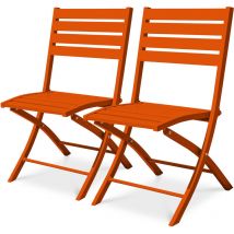 Marius - Set mit 2 orangefarbenen Gartenstühlen aus Aluminium - city garden