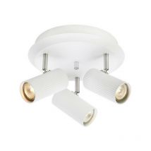 Costilla Cluster Faretto Tondo a Soffitto 3 Luci Bianco, Nichel Satinato - Markslojd