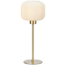 Sober Tischlampe Small 1 Globe Light Messing gebürstet, weiß - Markslojd