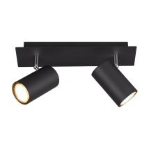 Frankystar - Marley Barre 2 Spots Cylindres Métal Noir l. 30Cm