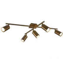Frankystar - Marley Plafonnier 2 Barres Orientables 5 Spots Cylindre en Métal Laiton Antique l. 77,5 cm