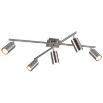 Frankystar - Marley Plafonnier 2 Barres Orientables 5 Spots Cylindre Métal Acier l. 77,5Cm