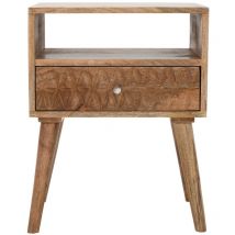 Verty Furniture - Marlow Light Mango Wood Bedside Table with 1 Drawer & Open Slot