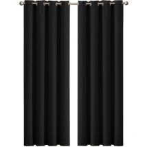 Marlow - 2x Blockout Curtains Panels 3 Layers Eyelet Room Darkening 117x183cmBlack
