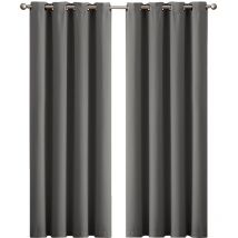 Marlow - 2x Blockout Curtains Panels 3 Layers Eyelet Darkening 167x183cm Charcoal