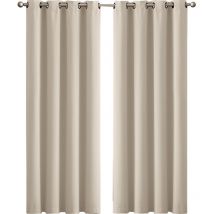 Marlow - 2x Blockout Curtains Panels 3 Layers Eyelet Room Darkening 167x137cmBeige