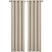 Marlow - 2x Blockout Curtains Panels 3 Layers Eyelet Room Darkening 117x183cmBeige