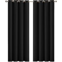 Marlow - 2x Blockout Curtains Panels 3 Layers Eyelet Room Darkening 167x183cm Black