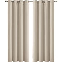 Marlow - 2x Blockout Curtains Panels 3 Layers Eyelet Room Darkening 167x183cm Beige