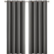 Marlow - 2x Blockout Curtains Panels 3 Layers Eyelet Darkening 117x137cm Charcoal