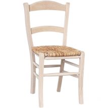 Marokkanischer Esszimmerstuhl mit Sitzfläche aus rohem Reisstroh zum Bemalen